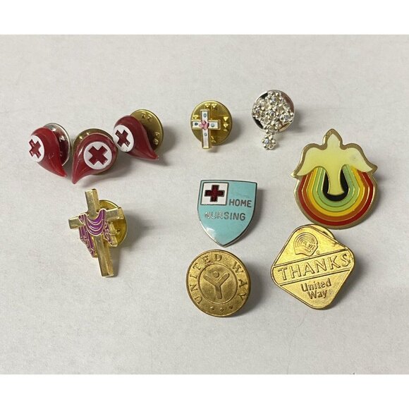 LOT 10 Red Cross 3 Drops Home Nursing United Way 3 Crosses Lent Easter Dove - Picture 1 of 8